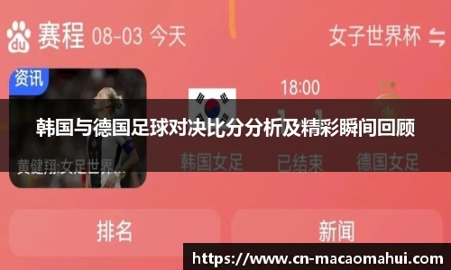 韩国与德国足球对决比分分析及精彩瞬间回顾